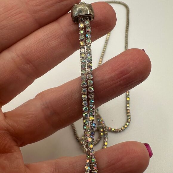 Long Aurora Borealis rhinestone bolero necklace! - Picture 7 of 12